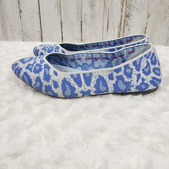 Skechers Cleo Blue Leopard Print Flats Size 6.5 - Picture 2 of 11